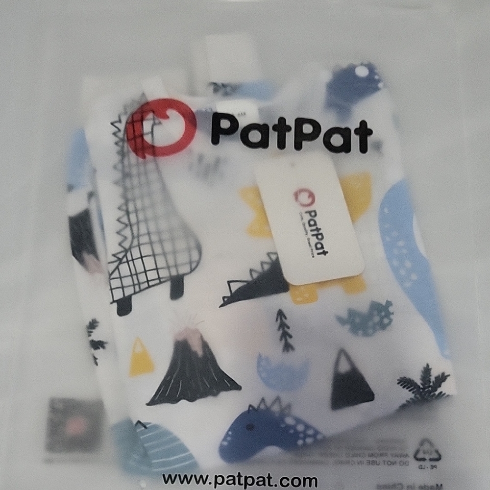 PatPat Baby Blanket with Dinosaur Design in Blue and Black